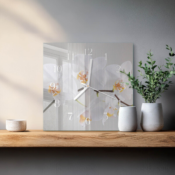 Wanduhr quadratisch Orchidee