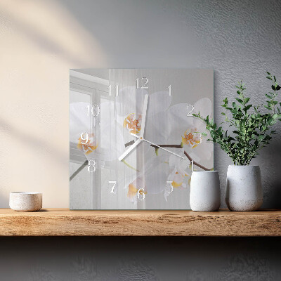 Wanduhr quadratisch Orchidee