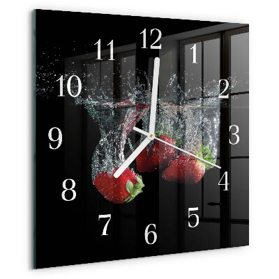 Wanduhr quadratisch Erdbeeren