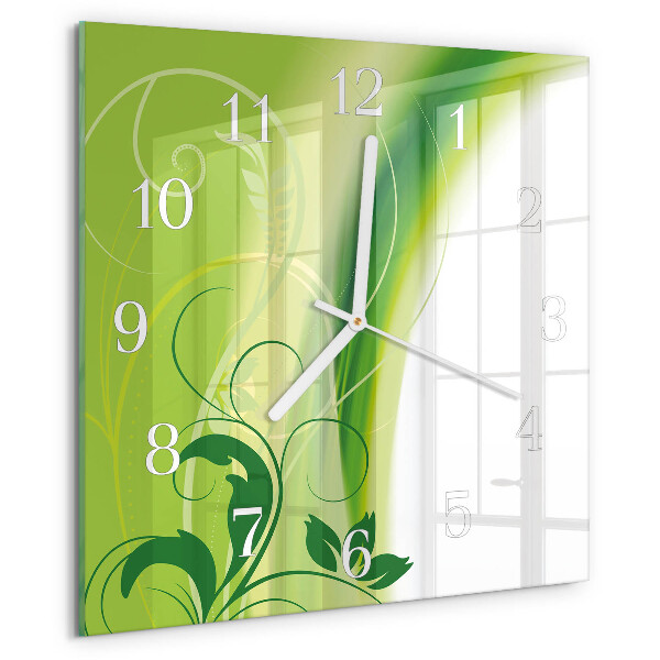 Wanduhr quadratisch Blumenmuster