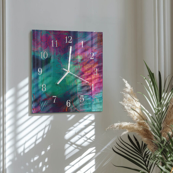 Wanduhr quadratisch Farbenfrohes Gemälde