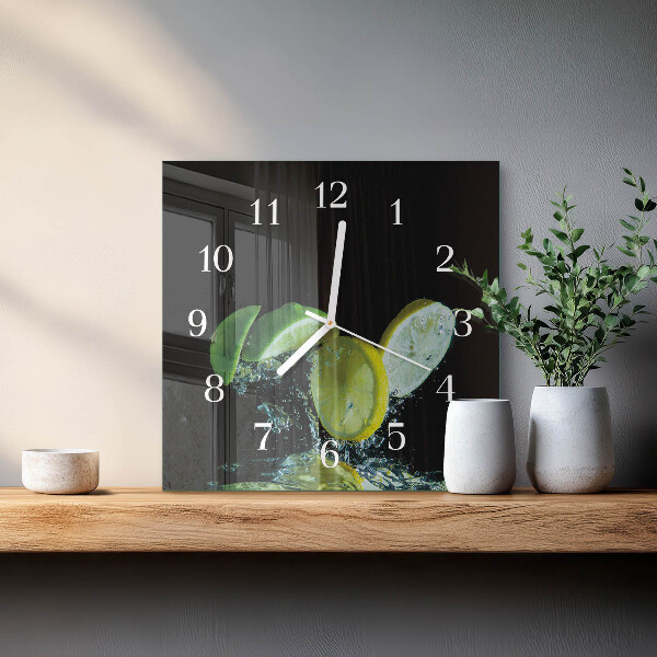 Wanduhr quadratisch Zitrone und Limette