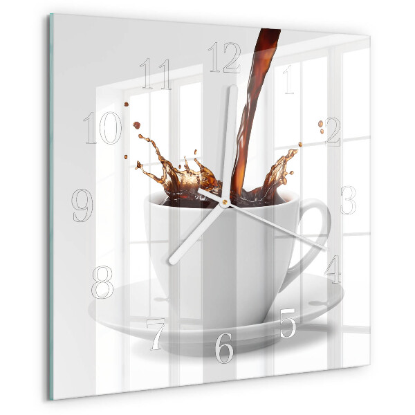 Wanduhr quadratisch Tasse Kaffee