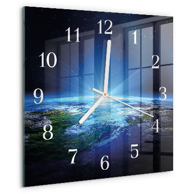 Wanduhr quadratisch Das Universum der Erde