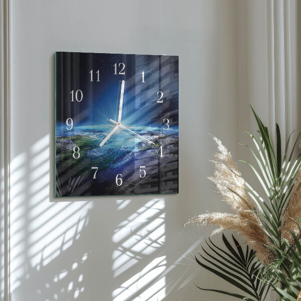 Wanduhr quadratisch Das Universum der Erde