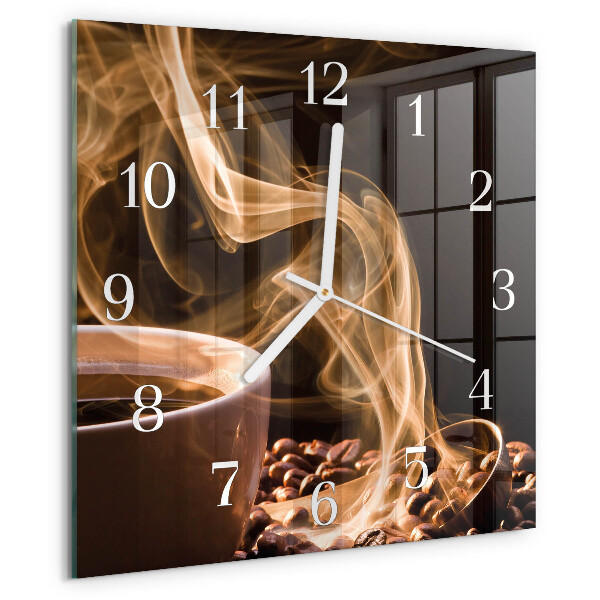 Wanduhr quadratisch Tasse Kaffee