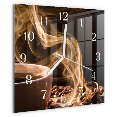 Wanduhr quadratisch Tasse Kaffee