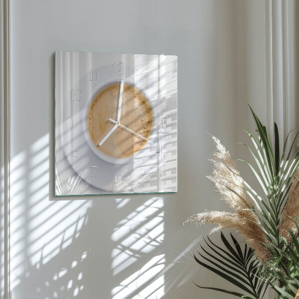 Wanduhr quadratisch Tasse Kaffee