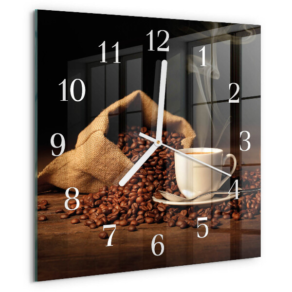 Wanduhr quadratisch Kaffeebohnen