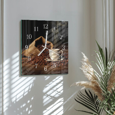Wanduhr quadratisch Kaffeebohnen