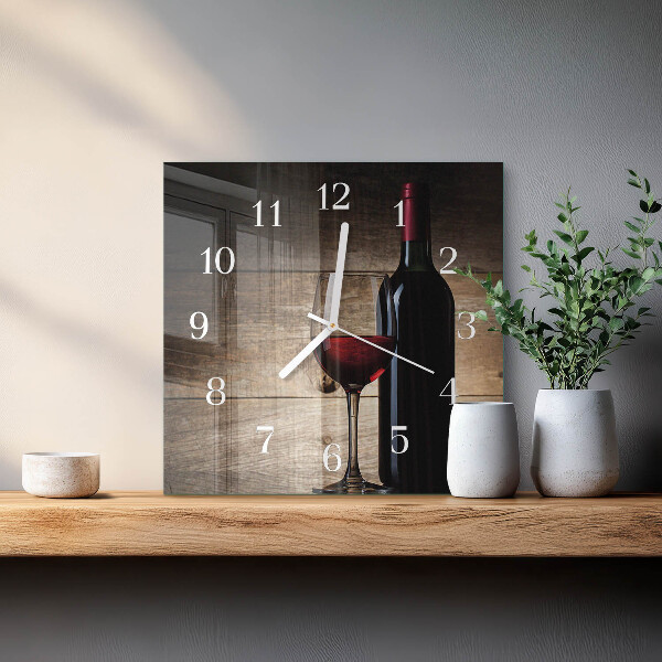 Wanduhr quadratisch Wein