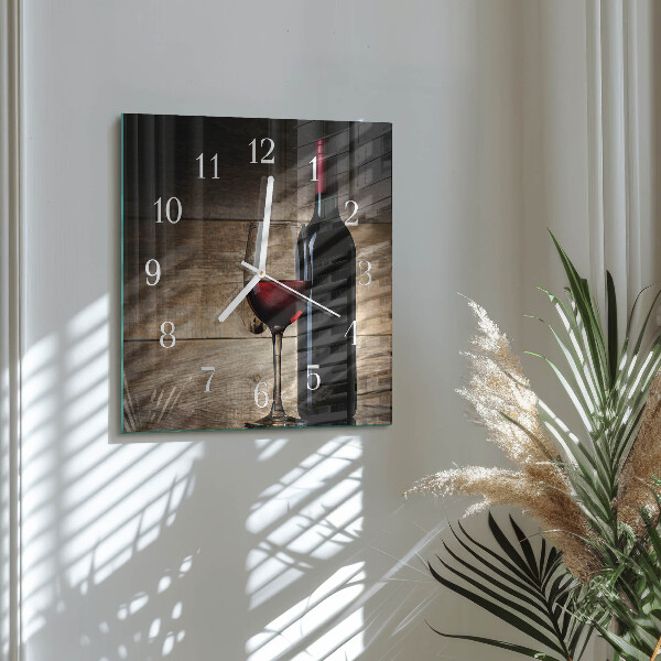 Wanduhr quadratisch Wein
