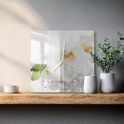 Wanduhr quadratisch Orchidee
