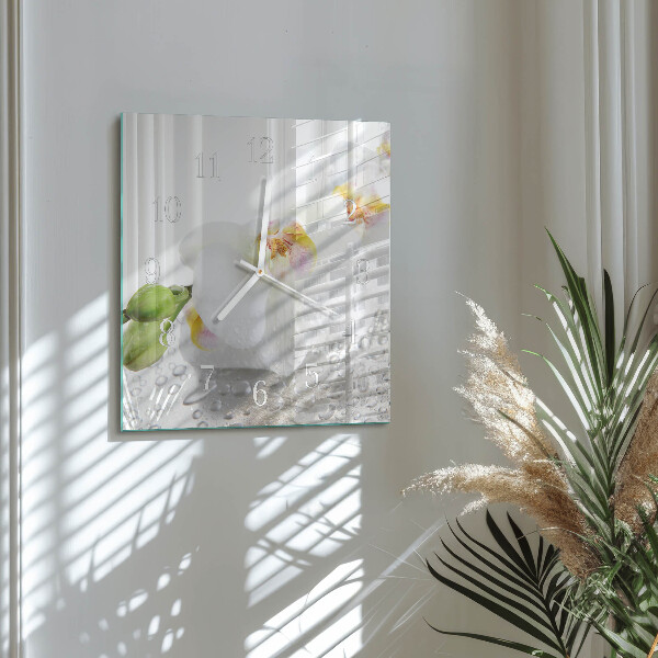 Wanduhr quadratisch Orchidee