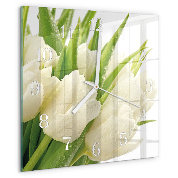 Wanduhr quadratisch Tulpen