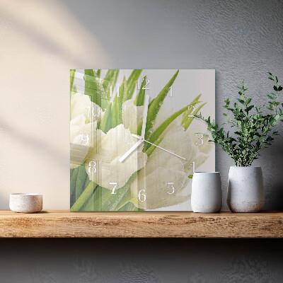 Wanduhr quadratisch Tulpen