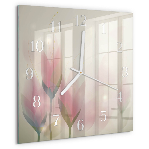 Wanduhr quadratisch Blumen