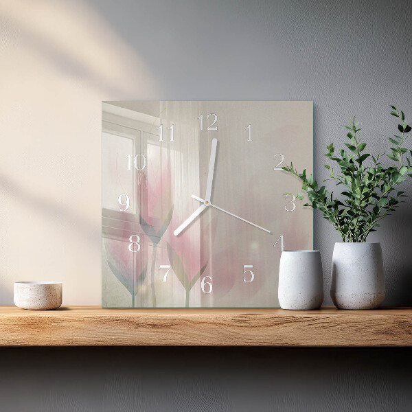 Wanduhr quadratisch Blumen