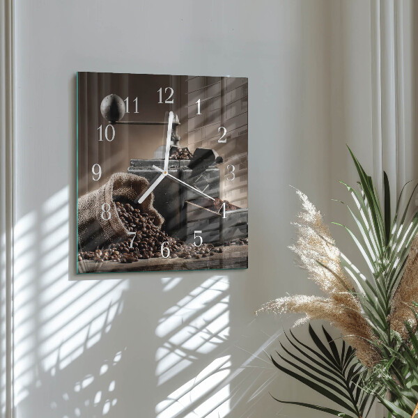 Wanduhr quadratisch Kaffeemühle