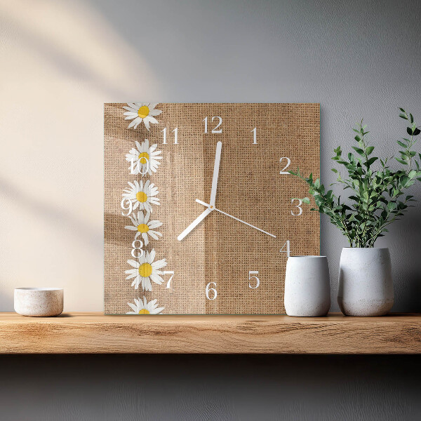 Wanduhr quadratisch Gänseblümchen