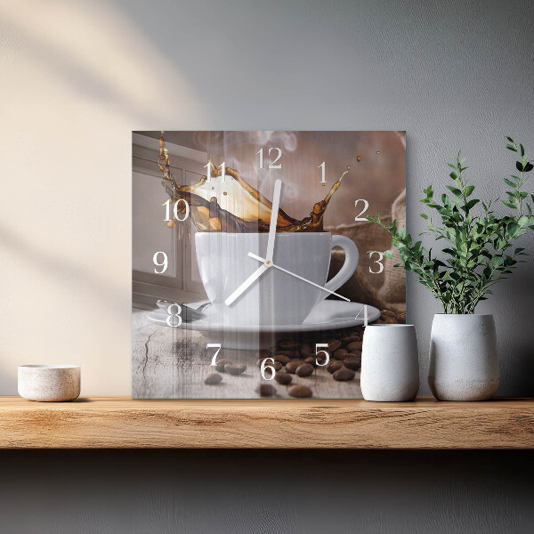 Wanduhr quadratisch Kaffee