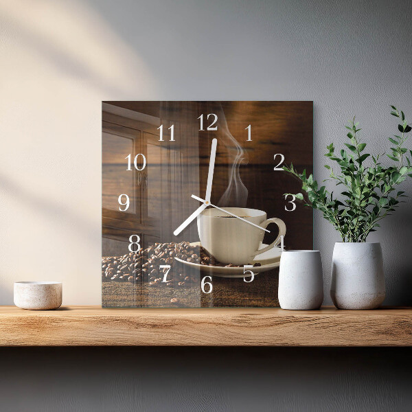 Wanduhr quadratisch Kaffee