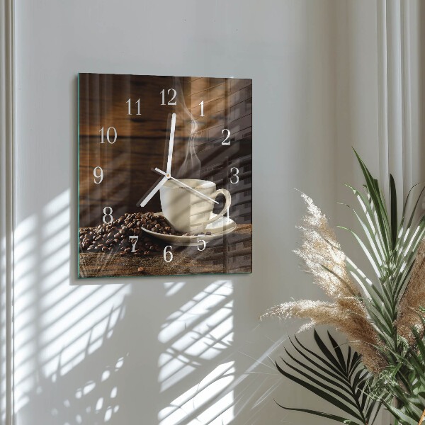 Wanduhr quadratisch Kaffee