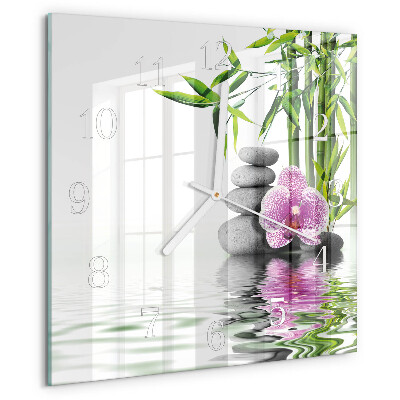 Wanduhr quadratisch Orchideensteine