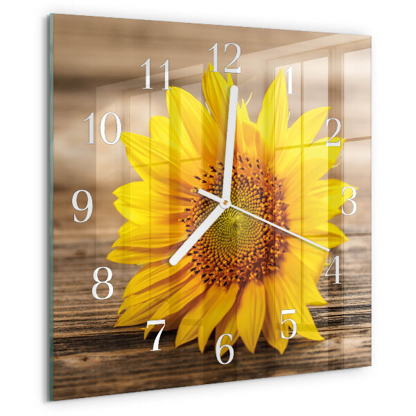 Wanduhr quadratisch Sonnenblume