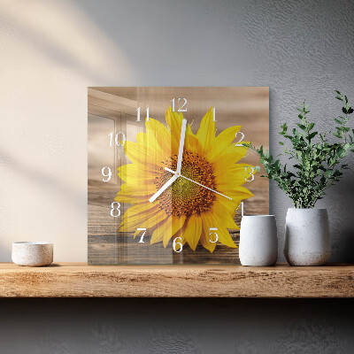 Wanduhr quadratisch Sonnenblume