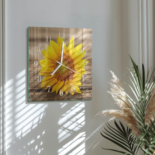 Wanduhr quadratisch Sonnenblume