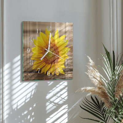 Wanduhr quadratisch Sonnenblume