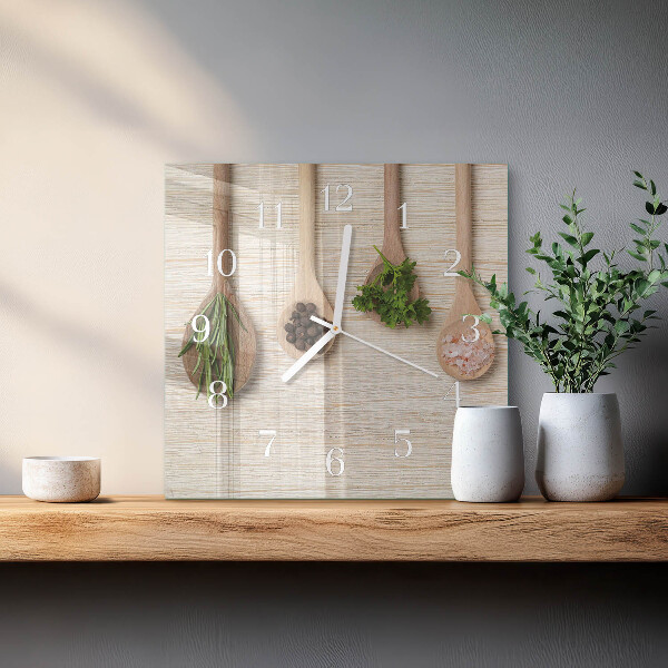 Wanduhr quadratisch Holzlöffel