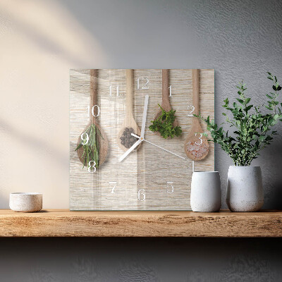 Wanduhr quadratisch Holzlöffel