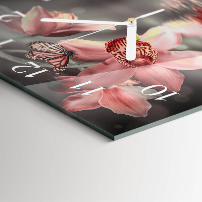 Wanduhr quadratisch Orchidee