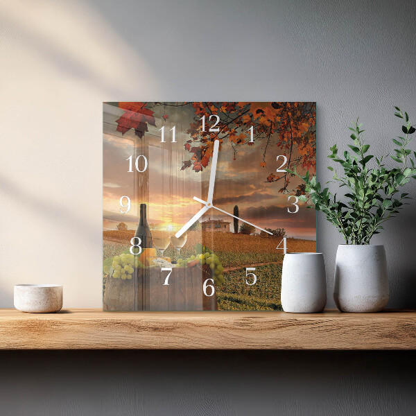 Wanduhr quadratisch Wein Natur