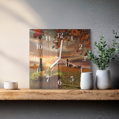 Wanduhr quadratisch Wein Natur
