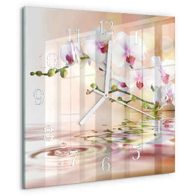 Wanduhr quadratisch Orchidee