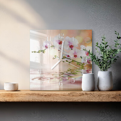 Wanduhr quadratisch Orchidee