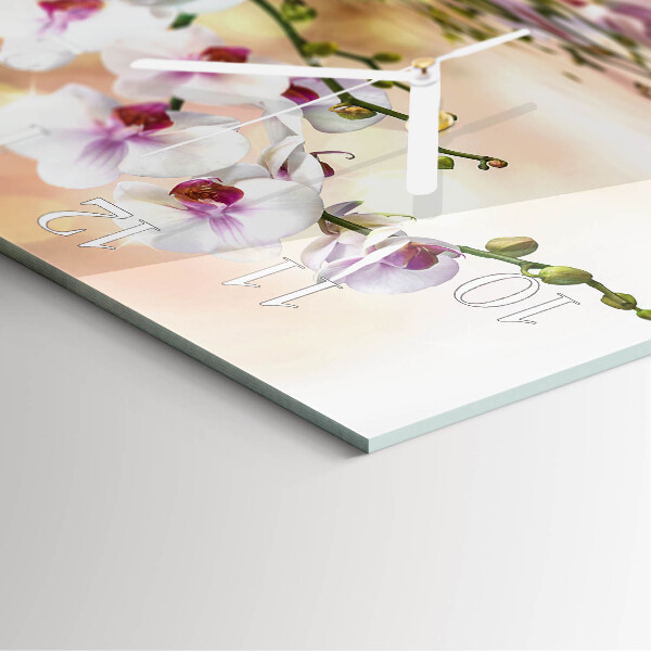 Wanduhr quadratisch Orchidee