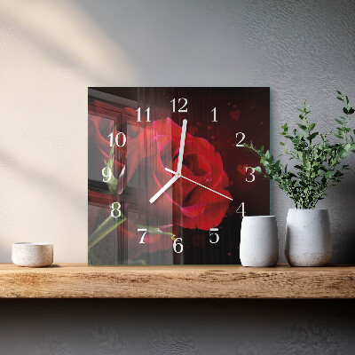 Wanduhr quadratisch Rosen