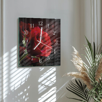 Wanduhr quadratisch Rosen