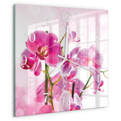 Wanduhr quadratisch Orchidee