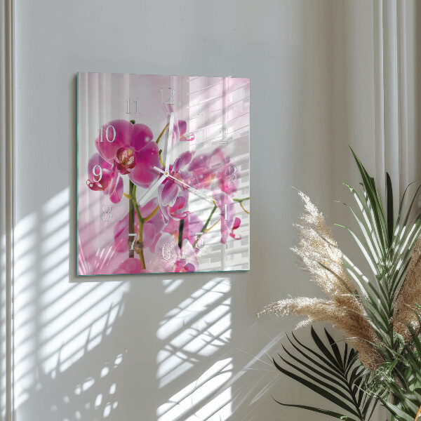 Wanduhr quadratisch Orchidee