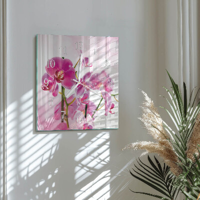 Wanduhr quadratisch Orchidee