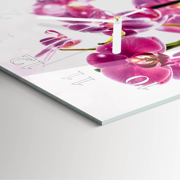 Wanduhr quadratisch Orchidee