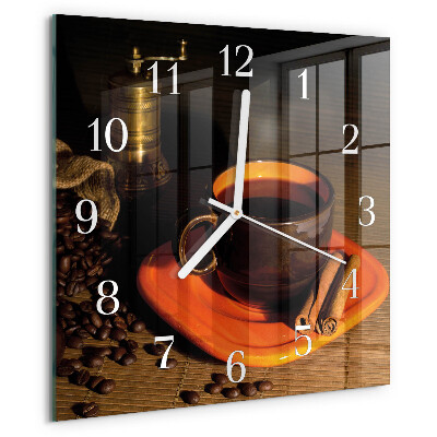 Wanduhr quadratisch Kaffee