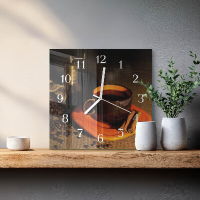 Wanduhr quadratisch Kaffee