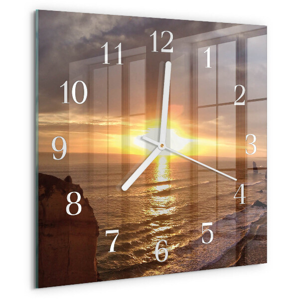 Wanduhr quadratisch Sonnenuntergang