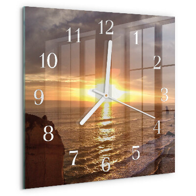 Wanduhr quadratisch Sonnenuntergang